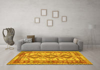 Machine Washable Southwestern Yellow Country Rug, wshtr656yw