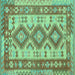 Square Southwestern Turquoise Country Rug, tr656turq