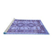 Sideview of Machine Washable Southwestern Blue Country Rug, wshtr656blu