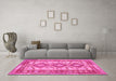 Machine Washable Southwestern Pink Country Rug in a Living Room, wshtr656pnk