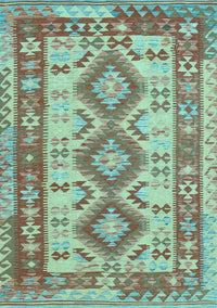 Southwestern Light Blue Country Rug, tr656lblu