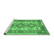 Sideview of Machine Washable Southwestern Emerald Green Country Area Rugs, wshtr656emgrn