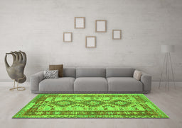 Machine Washable Southwestern Green Country Area Rugs in a Living Room,, wshtr656grn