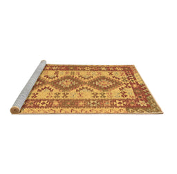 Sideview of Machine Washable Southwestern Brown Country Rug, wshtr656brn