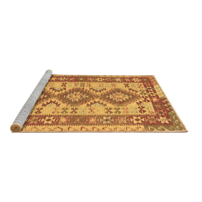 Sideview of Machine Washable Southwestern Brown Country Rug, wshtr656brn