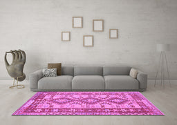 Machine Washable Southwestern Purple Country Area Rugs in a Living Room, wshtr656pur