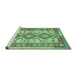 Sideview of Machine Washable Southwestern Turquoise Country Area Rugs, wshtr656turq