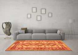Machine Washable Southwestern Orange Country Area Rugs in a Living Room, wshtr656org