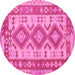 Round Southwestern Pink Country Rug, tr656pnk