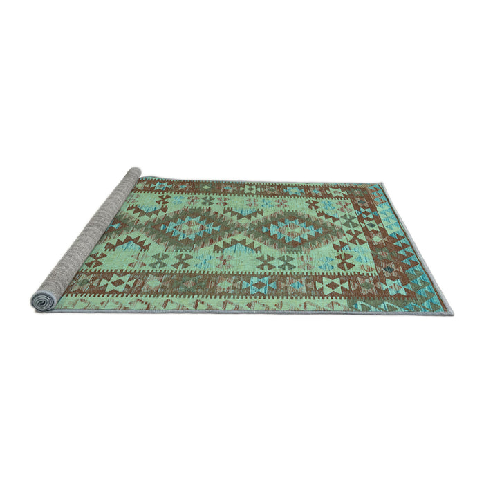 Sideview of Machine Washable Southwestern Light Blue Country Rug, wshtr656lblu