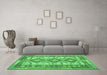 Machine Washable Southwestern Emerald Green Country Area Rugs in a Living Room,, wshtr656emgrn