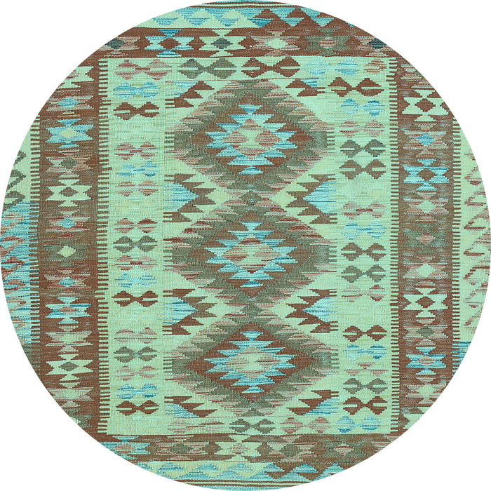 Round Southwestern Light Blue Country Rug, tr656lblu