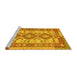 Sideview of Machine Washable Southwestern Yellow Country Rug, wshtr656yw