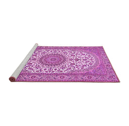 Sideview of Machine Washable Medallion Pink Traditional Rug, wshtr657pnk
