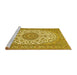 Sideview of Machine Washable Medallion Yellow Traditional Rug, wshtr657yw