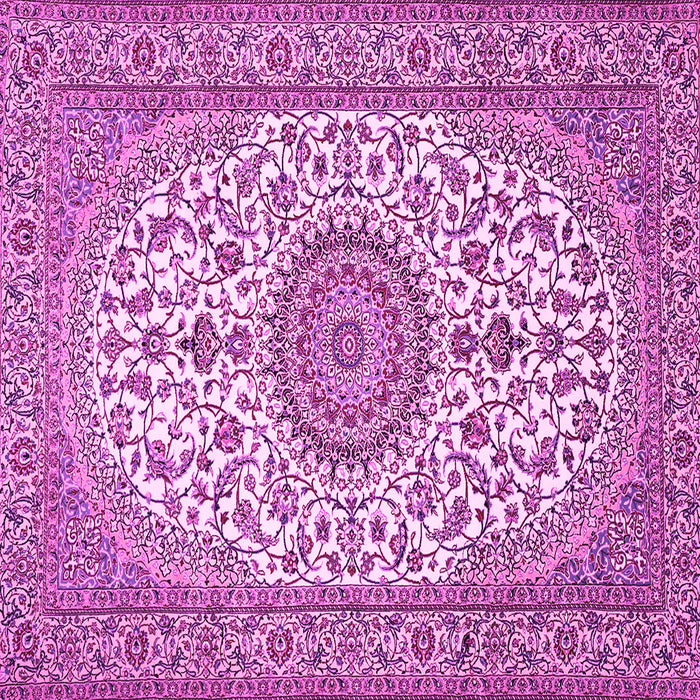 Square Machine Washable Medallion Pink Traditional Rug, wshtr657pnk