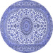 Round Medallion Blue Traditional Rug, tr657blu