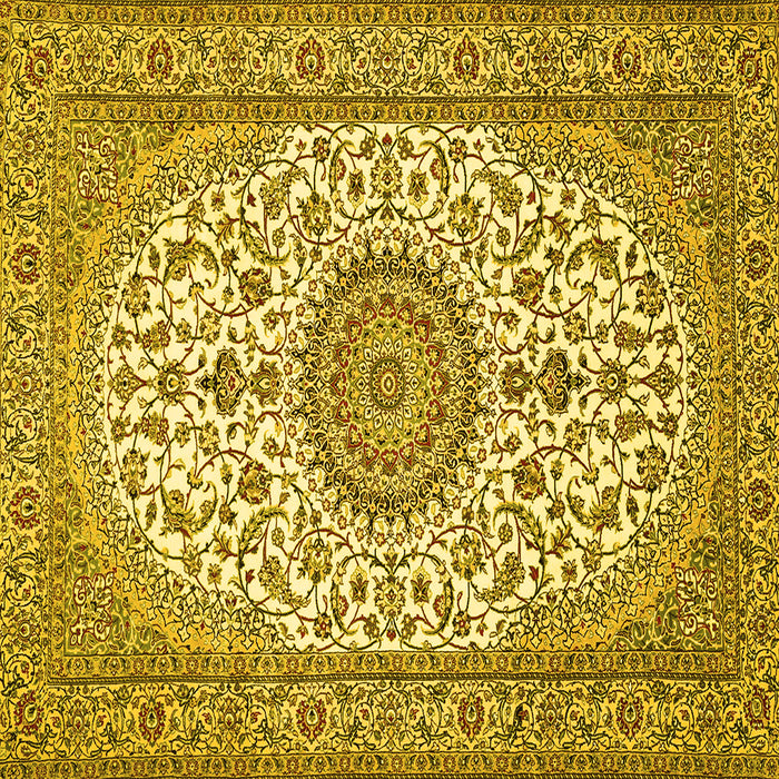 Square Medallion Yellow Traditional Rug, tr657yw
