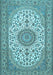 Machine Washable Medallion Light Blue Traditional Rug, wshtr657lblu