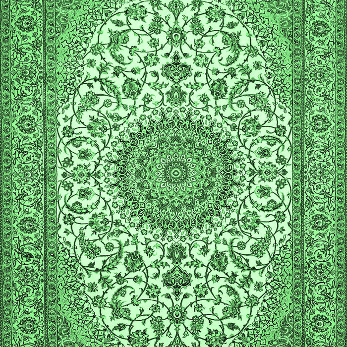 Medallion Emerald Green Traditional Rug, tr657emgrn