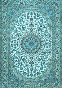 Medallion Light Blue Traditional Rug, tr657lblu