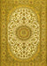 Machine Washable Medallion Yellow Traditional Rug, wshtr657yw