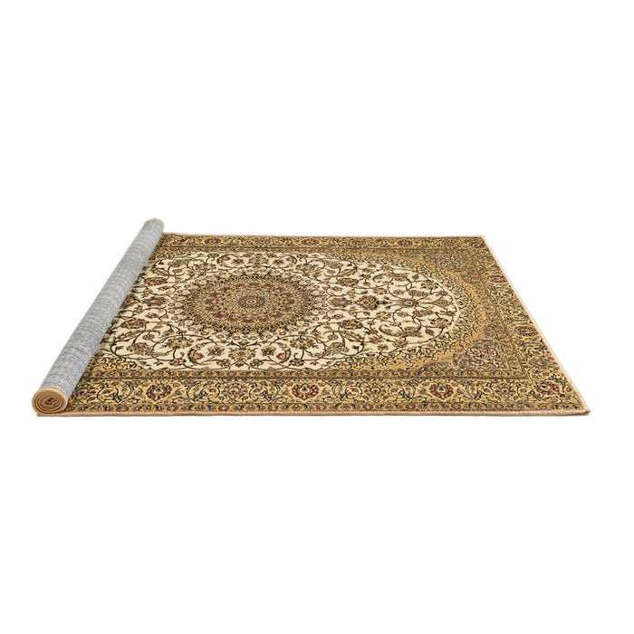 Sideview of Machine Washable Medallion Brown Traditional Rug, wshtr657brn