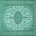Square Medallion Turquoise Traditional Rug, tr657turq