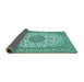 Sideview of Medallion Turquoise Traditional Rug, tr657turq