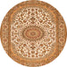 Machine Washable Medallion Orange Traditional Area Rugs, wshtr657org