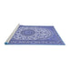 Sideview of Machine Washable Medallion Blue Traditional Rug, wshtr657blu