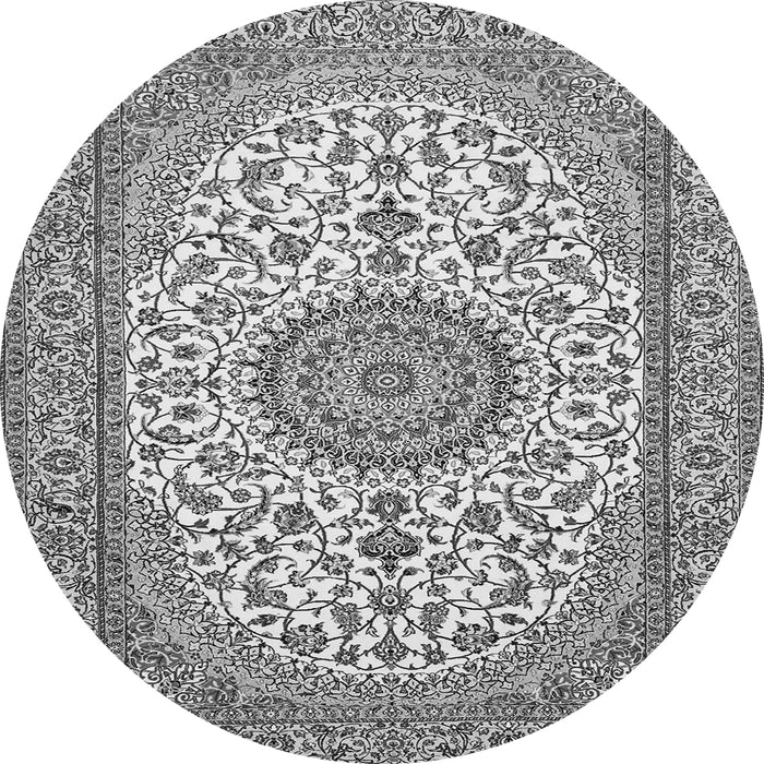 Machine Washable Medallion Gray Traditional Rug, wshtr657gry