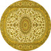 Round Medallion Yellow Traditional Rug, tr657yw