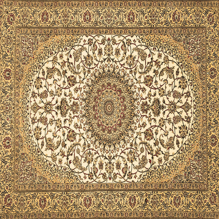 Square Machine Washable Medallion Brown Traditional Rug, wshtr657brn