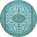 Round Medallion Light Blue Traditional Rug, tr657lblu