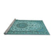 Sideview of Machine Washable Medallion Light Blue Traditional Rug, wshtr657lblu