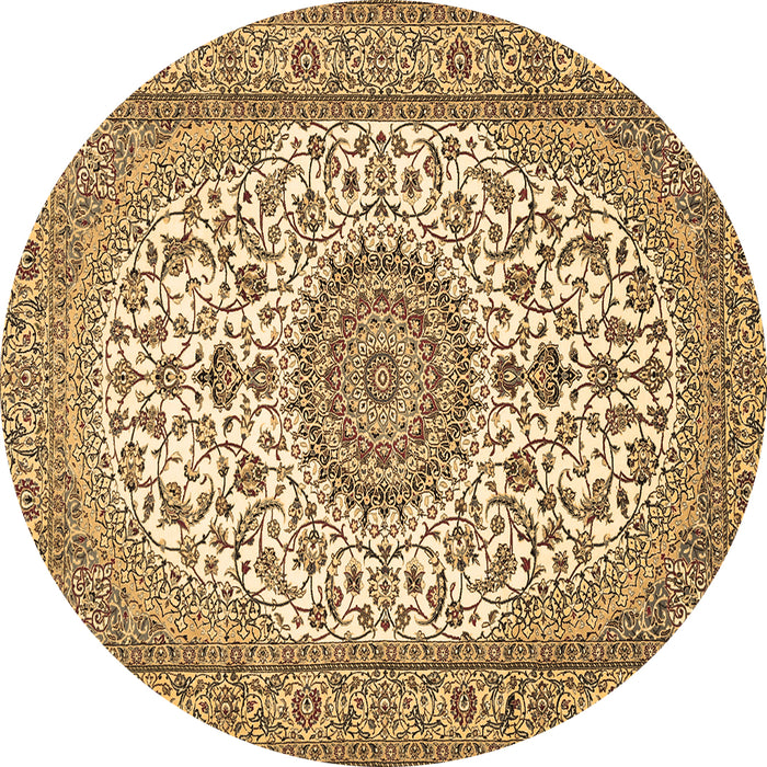 Round Medallion Brown Traditional Rug, tr657brn