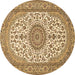 Round Medallion Brown Traditional Rug, tr657brn