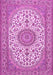 Machine Washable Medallion Pink Traditional Rug, wshtr657pnk