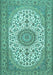 Machine Washable Medallion Turquoise Traditional Area Rugs, wshtr657turq