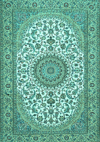 Medallion Turquoise Traditional Rug, tr657turq