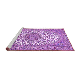 Sideview of Machine Washable Medallion Purple Traditional Area Rugs, wshtr657pur