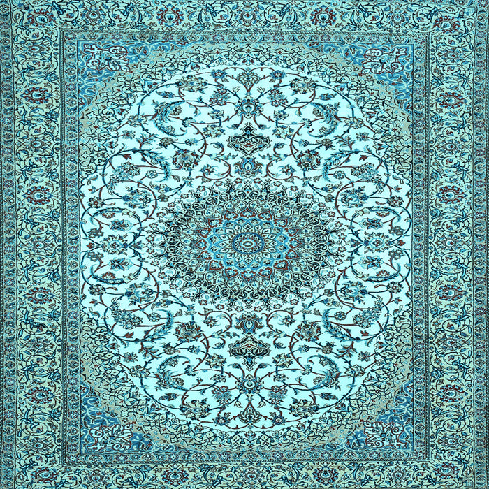 Square Medallion Light Blue Traditional Rug, tr657lblu