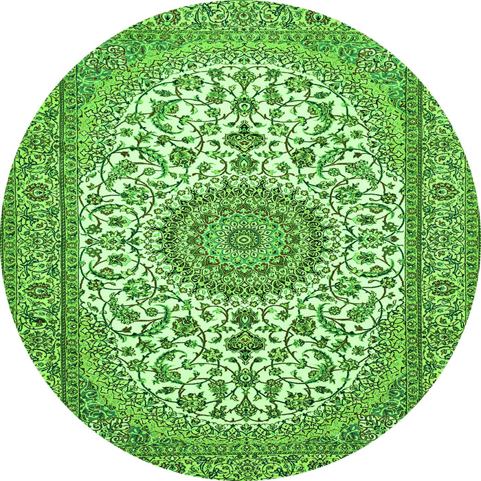 Square Medallion Green Traditional Rug, tr657grn