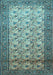 Machine Washable Persian Light Blue Traditional Rug, wshtr658lblu