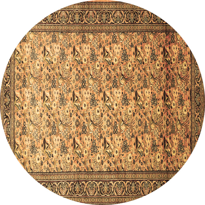 Round Machine Washable Persian Brown Traditional Rug, wshtr658brn