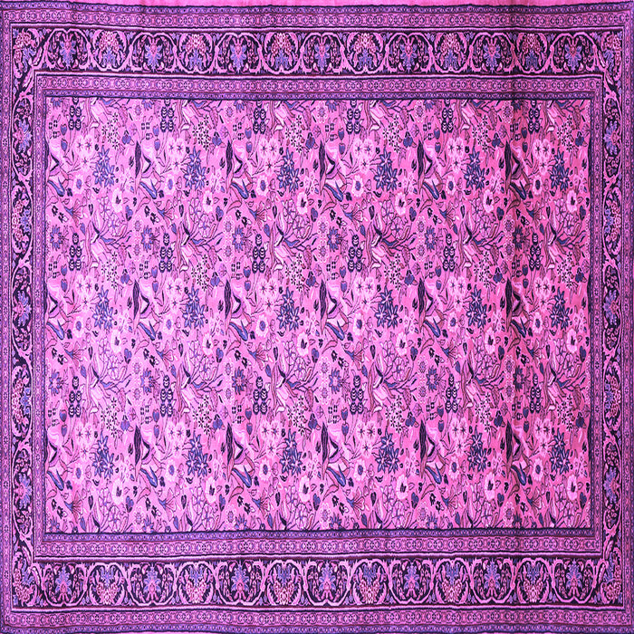 Square Machine Washable Persian Purple Traditional Area Rugs, wshtr658pur