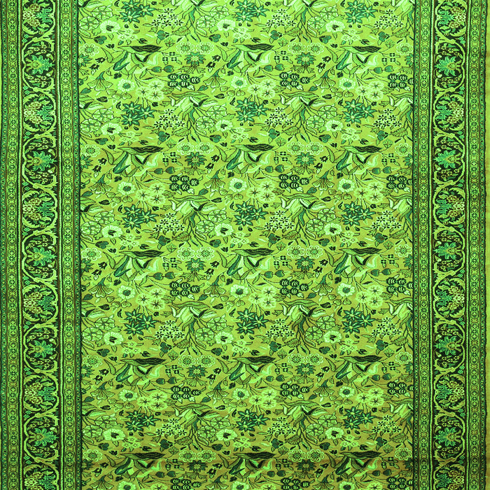 Serging Thickness of Machine Washable Persian Green Traditional Area Rugs, wshtr658grn