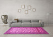 Machine Washable Persian Pink Traditional Rug in a Living Room, wshtr658pnk