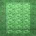 Square Machine Washable Persian Emerald Green Traditional Area Rugs, wshtr658emgrn